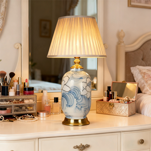 Lampe vase en céramique blanche de luxe de style américain LED lamo de table funky pour décoration de chambre de chevet de filles - Product Image 6