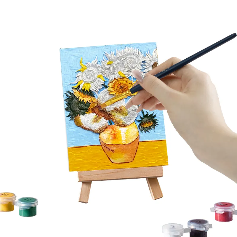 Rahmen hängen abstrakte Sonnenblumen kunst erstellen Farbe in kleinen DIY handgemachten Ölgemälde