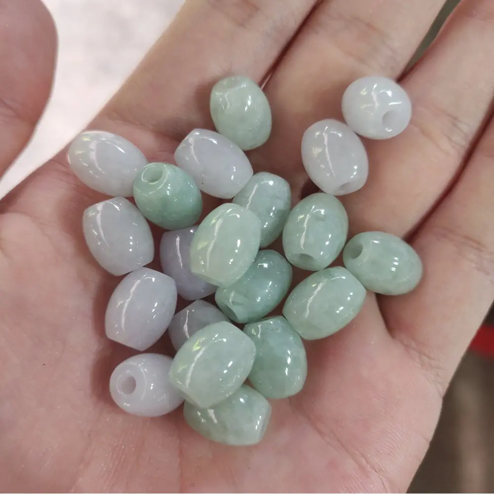 Großhandel natürliche Myanmar Burma Green Jade Jadeit Jasper Barrel Perlen Hohe Qualität für Schmuck herstellung Armband DIY