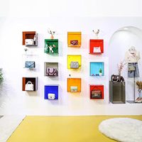 Schwebendes Acryl-Würfelregal, Wandregal zur Ladendekoration, Hängendes Wandregal zur Aufbewahrung von Büchern, Fotos, Spielzeug