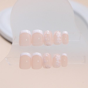 <span class=keywords><strong>Uñas</strong></span> Postizas Cortas R846 con Diseño <span class=keywords><strong>de</strong></span> Flor Blanca, Estilo Francés Dulce y Lindo, Estilo Minimalista para Chicas, Estilo INS, ABS Premium, Disponibles en Stock - Product Image 4