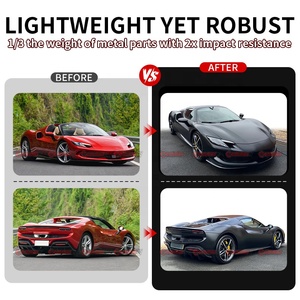 ชุดแต่งตัวถังรถยนต์คาร์บอนไฟเบอร์แบบแห้งสไตล์ OEM สำหรับ Ferrari 296 GTB ชุดแต่งสเกิร์ตหน้าและดิฟฟิวเซอร์หลัง ผลิตจากวัสดุ Prepreg แท้ ขายส่งจากโรงงาน - Product Image 4