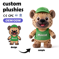 Peluche personnalisée avec logo CE, jouet en peluche animal personnalisé, hyène en peluche pour cadeaux promotionnels, jouet en peluche hyène pour mascotte