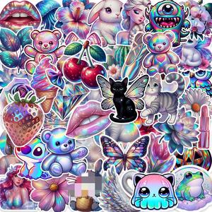 50PCS diamant laser holographique à la mode <span class=keywords><strong>Miyazaki</strong></span> <span class=keywords><strong>Hayao</strong></span> pour autocollant princesse congelée - Product Image 1