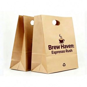Bolsas de Papel Kraft con Fondo Plano, Resistentes al Agua y al Aceite, para Llevar Comida, Ecológicas, de Grado Alimenticio, con Diseño Personalizado y Laminación - Product Image 5