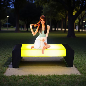 Panca da Esterno Personalizzata con Illuminazione LED RGB a Colori Variabili, Seduta in Plastica per Bar, Pub, Parchi e Giardini, Panche di Lusso per Patio - Product Image 1
