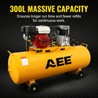 Compresseur d'air industriel stationnaire à moteur essence 300L avec surpresseur à piston 250L/MIN, lubrifié, refroidi par air, marque AEE