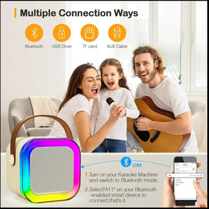 Mini Máquina <span class=keywords><strong>de</strong></span> Karaoke K12 con Pedidos <span class=keywords><strong>de</strong></span> <span class=keywords><strong>Canciones</strong></span> Móviles, 2 Micrófonos Inalámbricos, Luces LED, Portátil para Fiestas y Regalos - Product Image 2