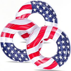 <b>Inflatable</b> USA Flag Pool <b>Float</b> 355 Inch Swim Ring for Kids Adults Lake Beach Red White Blue Patriotic Summer Pool Party Toy - Product Image 1