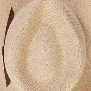 Palm <b>Straw</b> <b>Fedora</b> Hat Wide Brim Adjustable Ribbon Sun Hat Casual Outdoor Adult Cap - Product Image 5