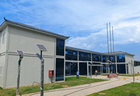 Maison conteneur modulaire détachable économique préfabriquée en kit avec mur rideau en verre, 2 étages, pour bureau, hôtel, école