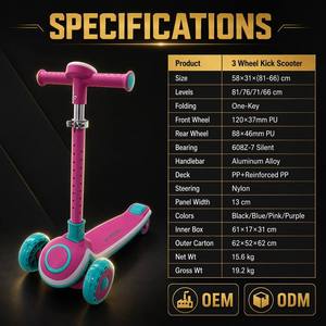 Trottinette à 3 roues pour enfants, pliable, avec écran tactile LED, <span class=keywords><strong>4</strong></span> hauteurs réglables - Product Image 6