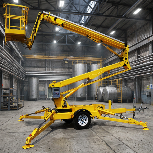 Towable Manlift Boom Lift 45ft Portable Crane Arm Lifting Platform 12m Arm Lifters Aerial Work Boom Lift  for Sale