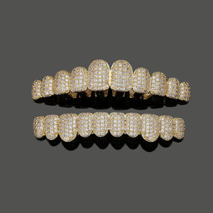 Grilles dentaires Xuanlian Fine plaquées or 18 carats, 8 dents, style géométrique, hip-hop |   <span class=keywords><strong>Grillz</strong></span> personnalisés pour les dents, modèle YT4203 - Product Image 4