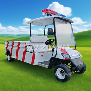 Electric Utility Cart with Red <b>White</b> Stripes and Open <b>Cargo</b> Bed for Outdoor Use - Product Image 3