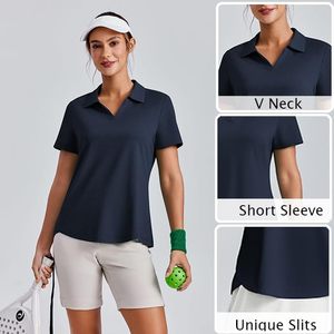 FOXA Polo de golf pour femme à manches courtes, col en V, UPF 50+, respirant, séchage rapide, haut de sport pour le golf - Product Image 4