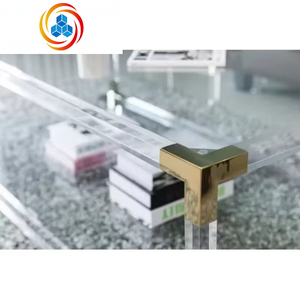 Mesa de Centro Rectangular Moderna de Doble Capa con Tapa de Vidrio y Base de Acero Inoxidable Dorado, Mueble Duradero para Sala de Estar - Product Image 5