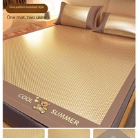 Parure de lit 3 pièces en soie glacée brodée de haute qualité, pliable et lavable en machine, avec tapis rafraîchissant en rotin et bambou pour la maison et l'hôtel