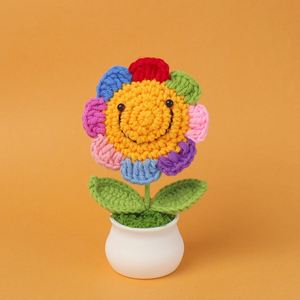 Home Decor Smiling <b>Face</b> Crochet Sunflower <b>Pot</b> <b>Plant</b> for Mother's Day Easter Halloween - Product Image 6