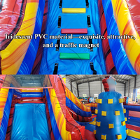 Aire de jeux gonflable 3-en-1, château gonflable combiné avec toboggan et mur d'escalade pour garderie, école, foire, événement en plein air