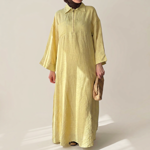 Robe chemise élégante en satin imprimé pour femme, coupe droite modeste, personnalisée, ample et décontractée, en lin, boutonnée, longueur cheville, idéale pour l'été - Product Image 1