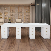 Station de manucure personnalisée à trois places Nail Tech Table d'art de table Table de manucure avec tiroirs