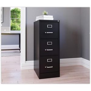 Alera HVF1541BL Economy Vertical <b>File</b> Cabinet 3-Drawer Letter-Size 15\" X 22\" X 40.19\" Black - Product Image 1
