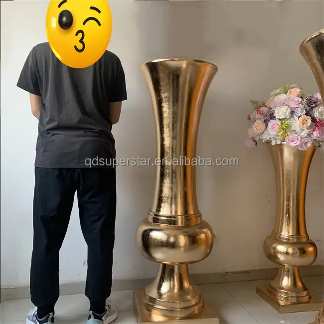 A-220 Luxury gold fiberglass composite materials vase center pieces wedding table decoration flower arrangements display vase