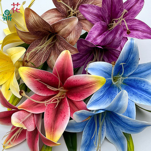 Fleurs artificielles en soie Lily, bouquet de fleurs, décoration d'intérieur, style moderne, décoration de Noël faite à la main - Product Image 2