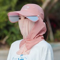 Verano para niños Ciclismo Montañismo Retráctil Gran Montar Sombrero para el sol Protección UV Velo al aire libre Cubierta facial Sombrero de protección solar