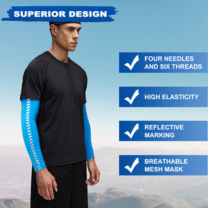 Manchons de cyclisme bleu ciel anti-UV, respirants, anti-transpiration, séchage rapide, pour course à pied, randonnée, alpinisme, camping, unisexe - Product Image 3