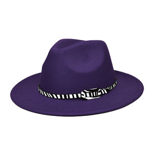 <span class=keywords><strong>Chapeau</strong></span> Fedora unisexe de style européen et américain, printemps et automne, style jazz, large bord, décoratif, rayures zébrées, ceinture, fête, quotidien, extérieur - Product Image 4