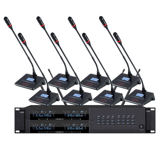 UHF 8 Channel Wireless Conference Microphone System Gooseneck Table Microphone Anti-Interference Meeting Mic for Boardroom