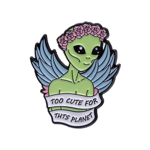 Broche en forme d'extraterrestre de dessin animé mignon série d'espace unique et créatif Badge en métal accessoire d'épingle amusante - Product Image 5