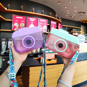Yafchi Camera Straw Plastic Cup With Strap Reusable Water Bottle For Outdoor Cute Student Gift - Product Image 1