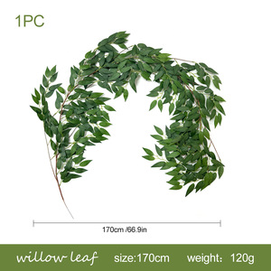 Guirlande de feuilles artificielles de saule et de ruscus italien de 1,7 m pour centres de table de salle à manger, décorations de douche et de mariage - Product Image 5
