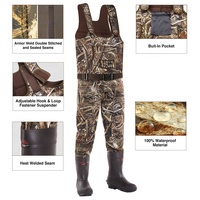Waders imperméables unisexes camouflage isolants durables antidérapants à enfiler pour la chasse au canard et la pêche en eau