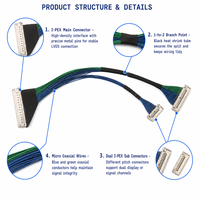Câble coaxial micro haute densité pour connecteur principal et double connecteur secondaire, faisceau de câbles PTFE pour affichage LVDS, utilisation informatique et moto