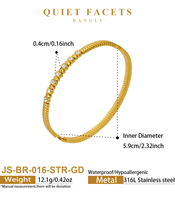 Bracelet rond en acier inoxydable 316L plaqué or 18 carats avec zircon cubique 5A serti clos pour femme