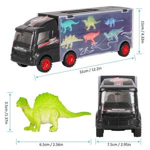 Dinosaur Transporter Truck Carrycase Mini Dinosaur Carrier Play Set con T-Rex, Triceratops y figuras <span class=keywords><strong>de</strong></span> Pterodáctilo para niños - Product Image 5
