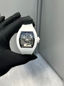 Montre de luxe haut de gamme pour homme avec bracelet sport en caoutchouc et fibre de carbone blanche, cadran à aiguille des heures, mouvement mécanique - Product Image 4