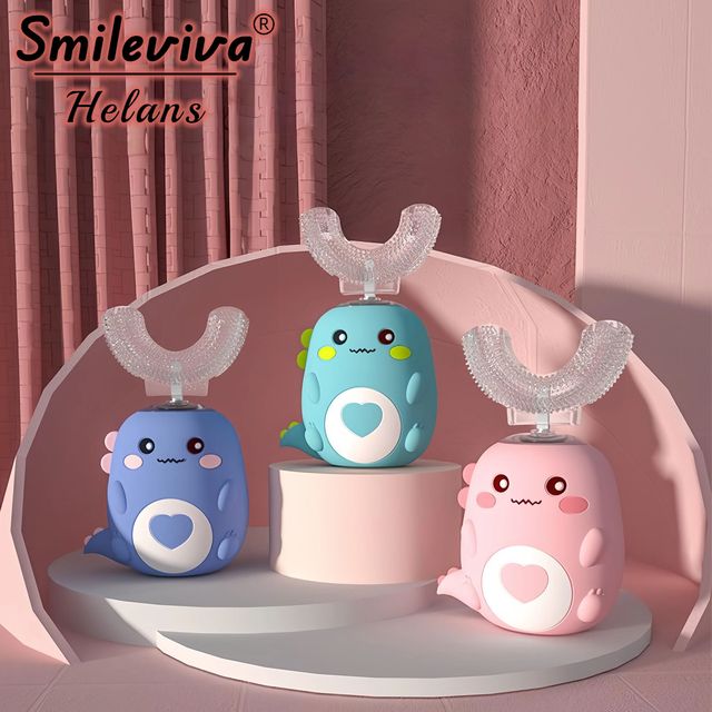 New Cartoon 360 Degree Kids U-shaped Electric Toothbrush for Children 2-12 Years Old with IPX7 Waterproof