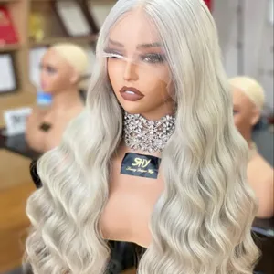 Celebrity Same Style #60A Platinum Blonde Human Hair Wigs Pelucas De Cabello Humano Single Knots 5.0 With Labels