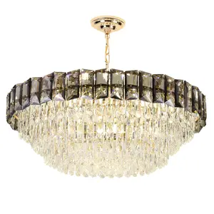Modern Nordic Light hotel Chandelier High ceiling Led luxury crystal chandelier Gold pendant Everbright chandelier