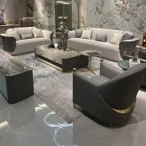 OEM Modern Design High Quality Nappa Leather Combination Sofa Living Room Home Combination Sofa Set Beech Frame