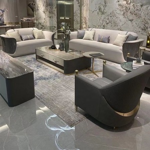 Bộ ghế <span class=keywords><strong>sofa</strong></span> phòng khách cao cấp phong cách hoàng gia Ý, chất liệu da hiện đại, chất lượng cao, khung gỗ, màu trắng vàng. - Product Image 5