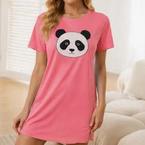 Camisón de Verano con Estampado Personalizado, Pijama Corto, Ropa de <span class=keywords><strong>Dormir</strong></span> Fresca, Camiseta de <span class=keywords><strong>Dormir</strong></span> Holgada <span class=keywords><strong>para</strong></span> Mujer, Ropa de Casa Sencilla, Camisón Femenino - Product Image 1