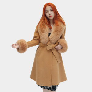 Abbigliamento donna lusso Cashmere cappotto <span class=keywords><strong>in</strong></span> lana con collo di pelliccia di volpe di lusso da donna <span class=keywords><strong>inverno</strong></span> lunghi cappotti invernali - Product Image 1