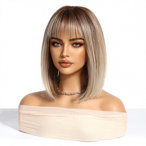 Perruque courte droite bob style européen américain, dégradé <span class=keywords><strong>blond</strong></span>, facile à porter, respirante, naturelle, vente chaude printemps été - Product Image 3