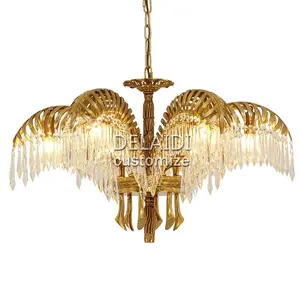 Tree chandelier copper crystal chandelier lamp for living room dining room bedroom hotel antique brass cast chandeliers